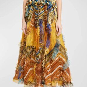 NWOT 2023 Collection ULLA JOHNSON Dahlia Maxi Skirt in Golden Palm M $790
